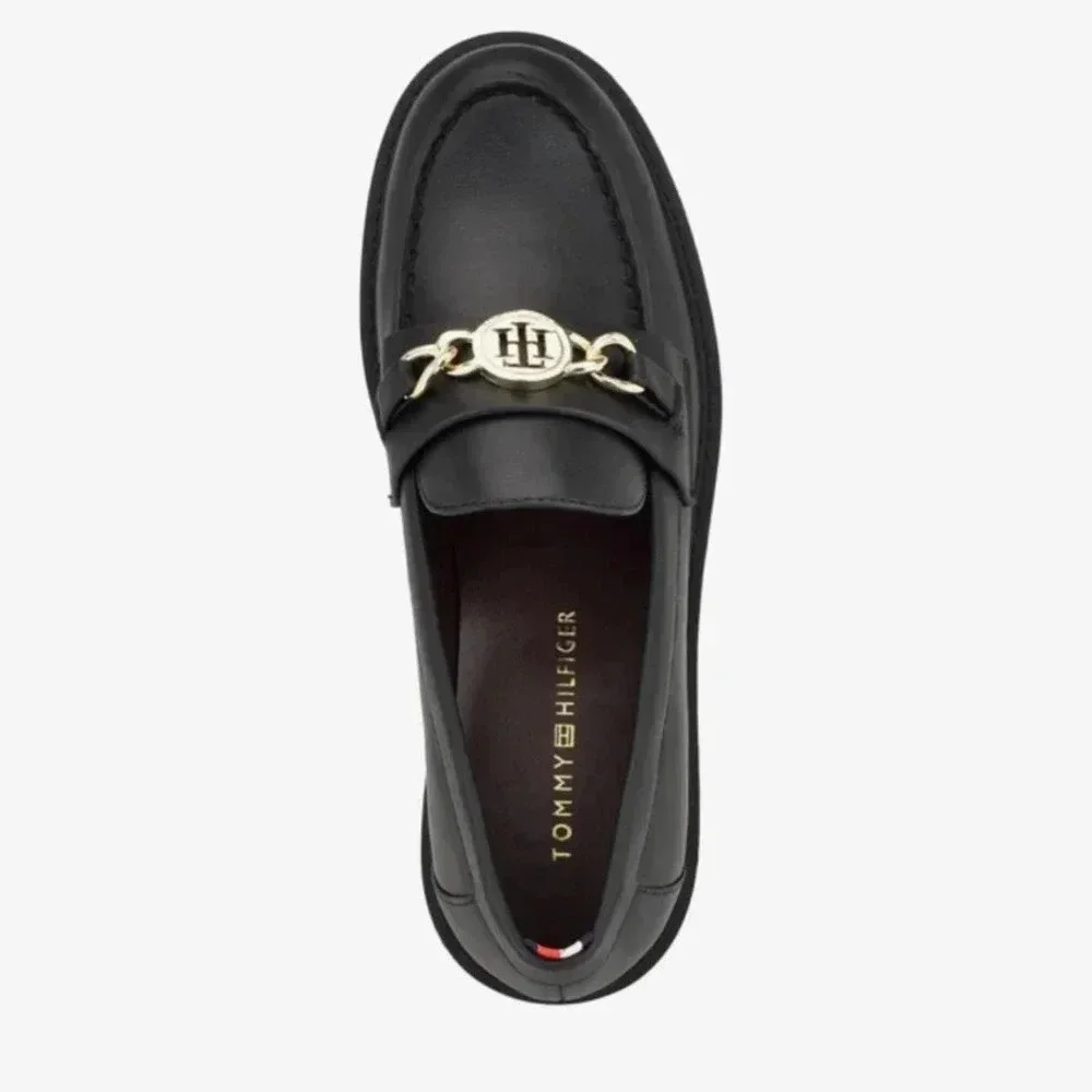 NEW Tommy Hilfiger Women’s Size 7.5 Black Terina Faux Leather Loafers